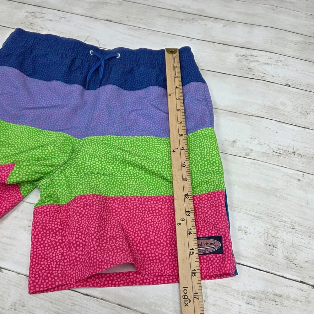 Vineyard Vines Striped Board Shorts Swim Trunks Boy Large 16 Multi Color Stretch